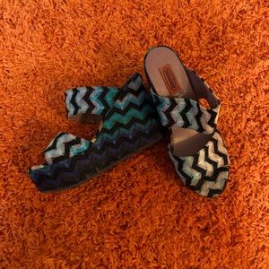 Missoni zigzag pattern platform wedges